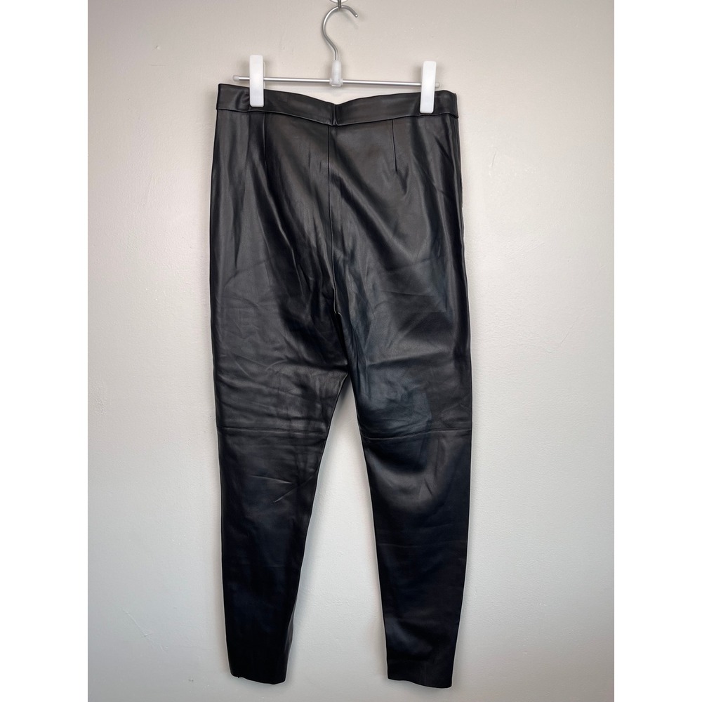 Zara Black Faux Leather High Waisted Leggings Ankle Zip Pants Size M 4387/234 - Picture 4 of 9